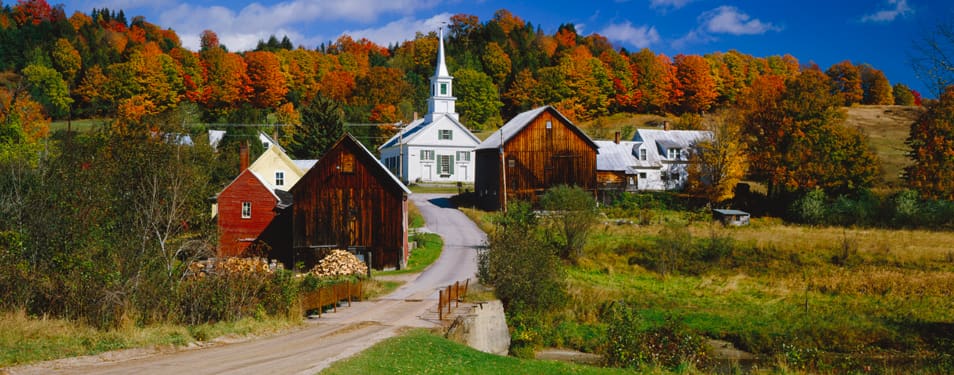 A small town with wooden buildings